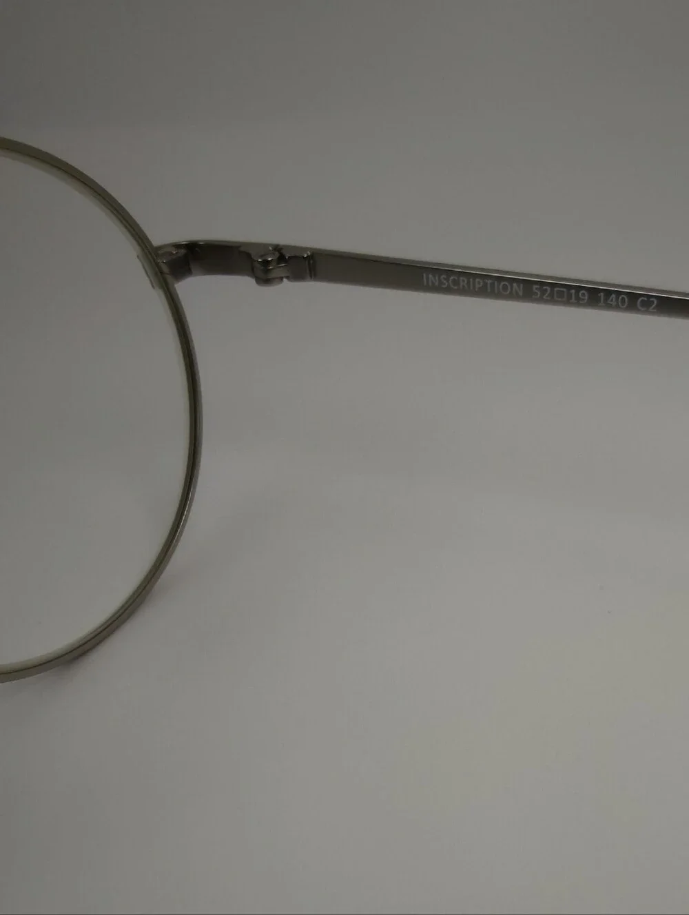 Inscription. Classic Round Silver Metal Glasses. Matsuda Type Decor Temple.